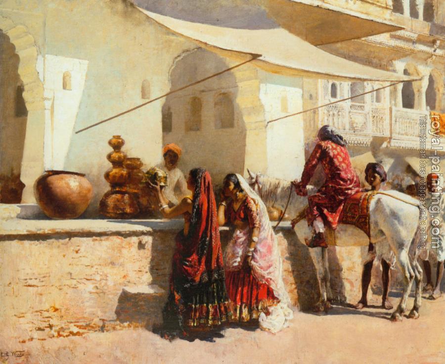 Edwin Lord Weeks : A Street Market Scene, India